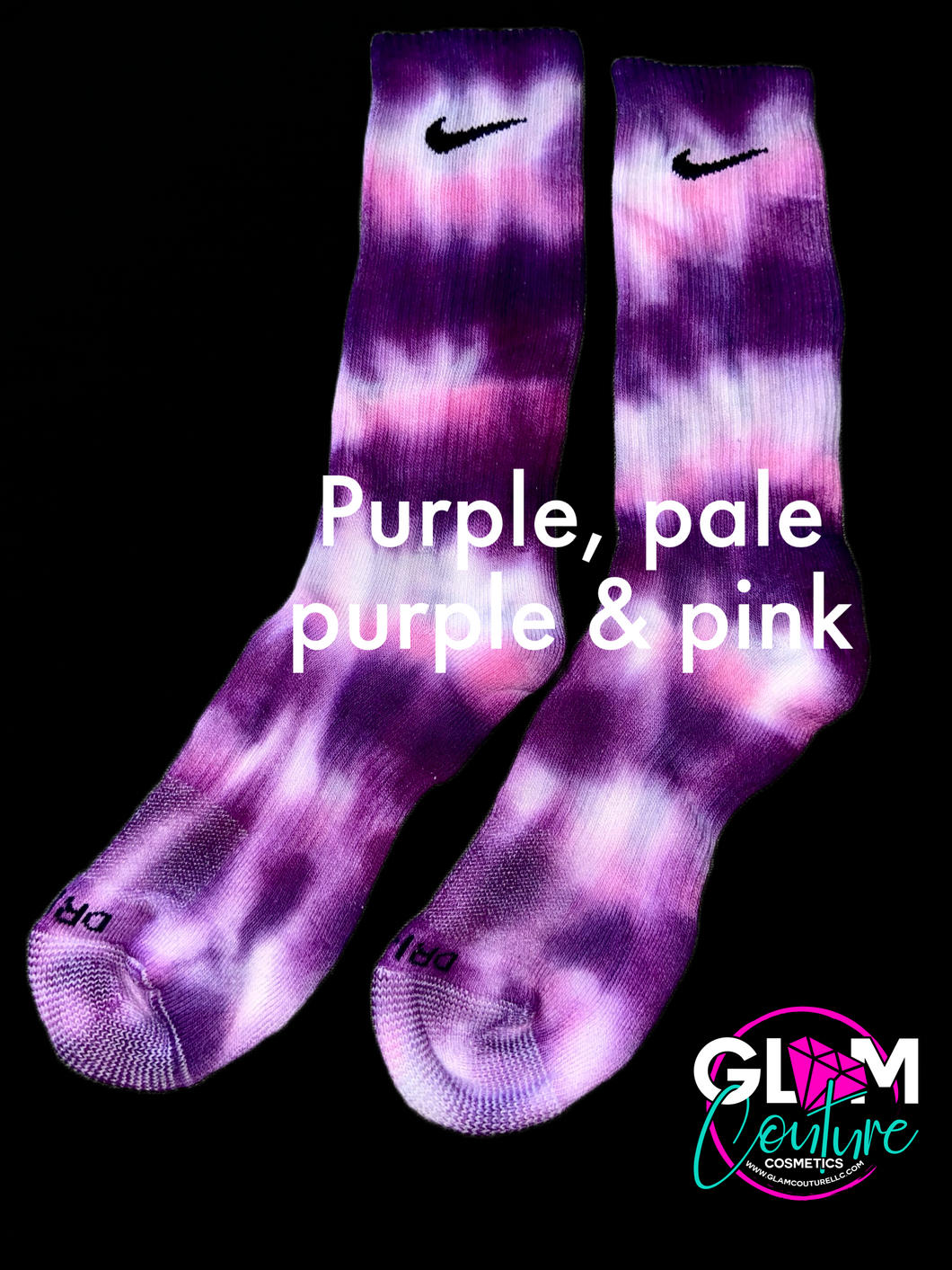 Glam (Inspired) Merch™ - Purple Tie-Dye Nike Socks