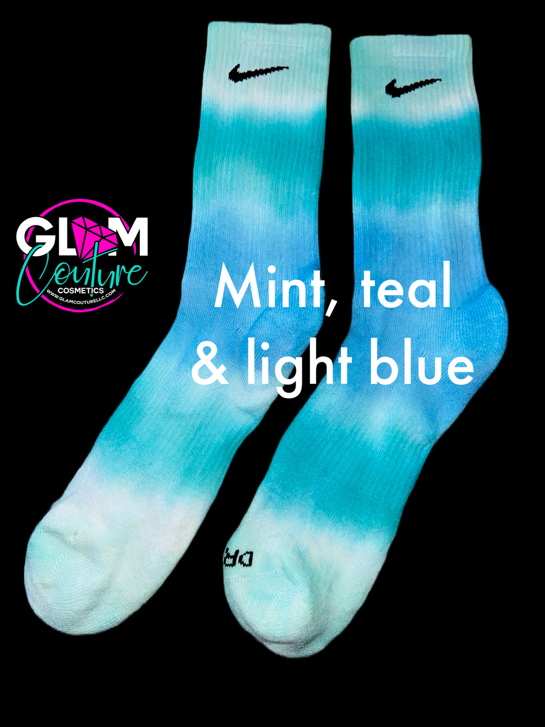Glam (Inspired) Merch™ - Blue Tie-Dye Nike Socks
