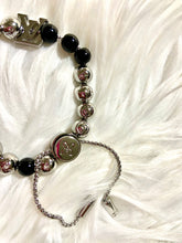 Load image into Gallery viewer, Glam Couture Accessories™ - Black &amp; Silver “L-U-V” Monogram Beaded Bracelet

