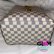 Load image into Gallery viewer, Glam (Inspired) Merch™ - “L-U-V” White Checkered Bucket Bag
