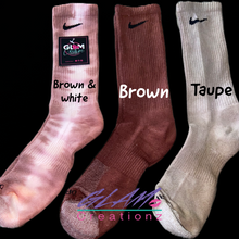 Load image into Gallery viewer, Glam (Inspired) Merch™ - Brown Tie-Dye Nike Socks
