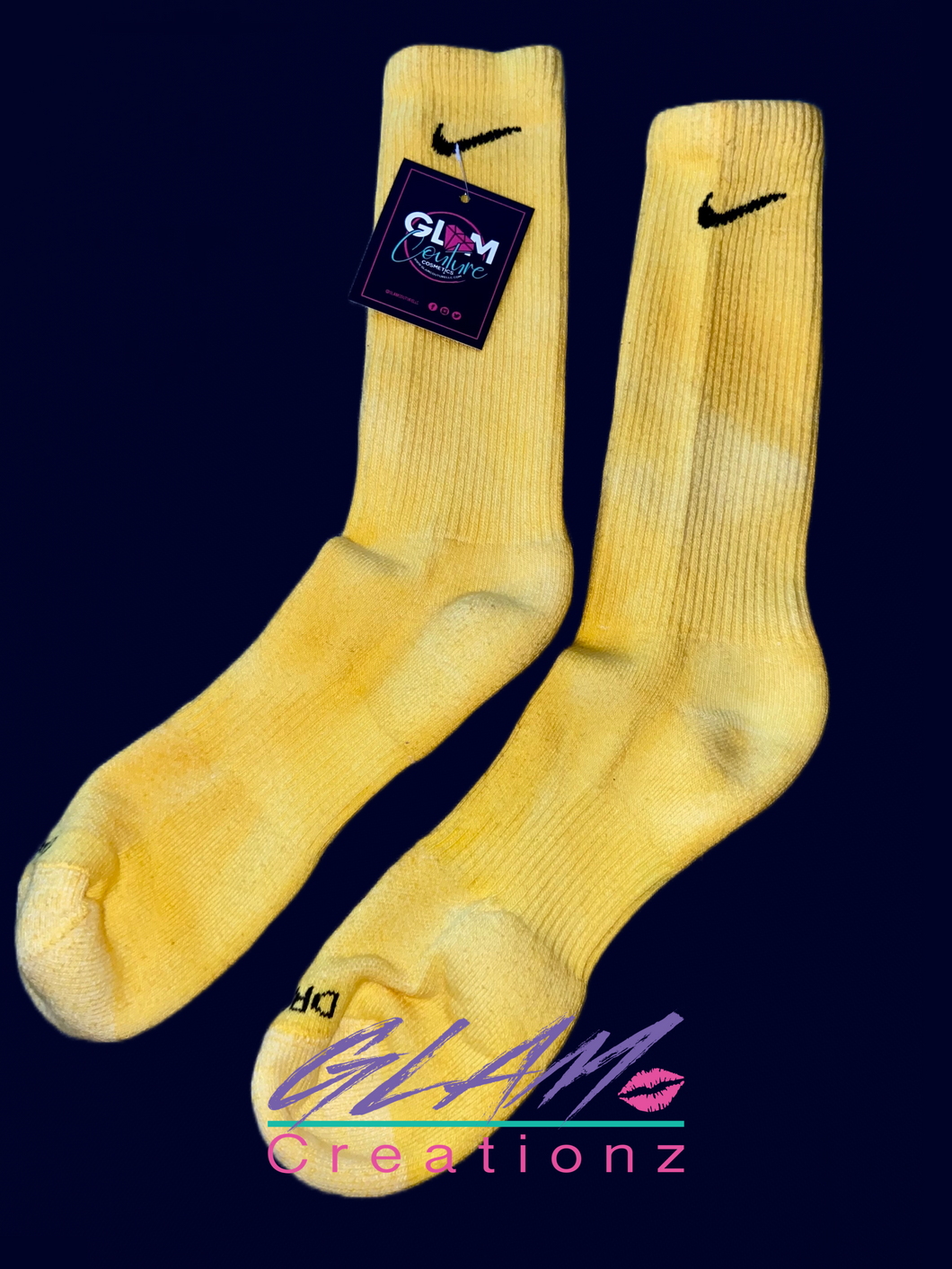 Glam (Inspired) Merch™ - Yellow Tie-Dye Nike Socks