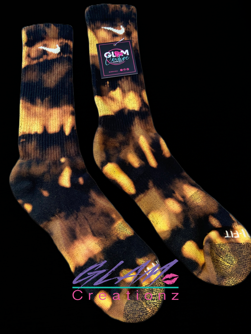 Glam (Inspired) Merch™ -Yellow Reverse Tie-Dye Nike Socks