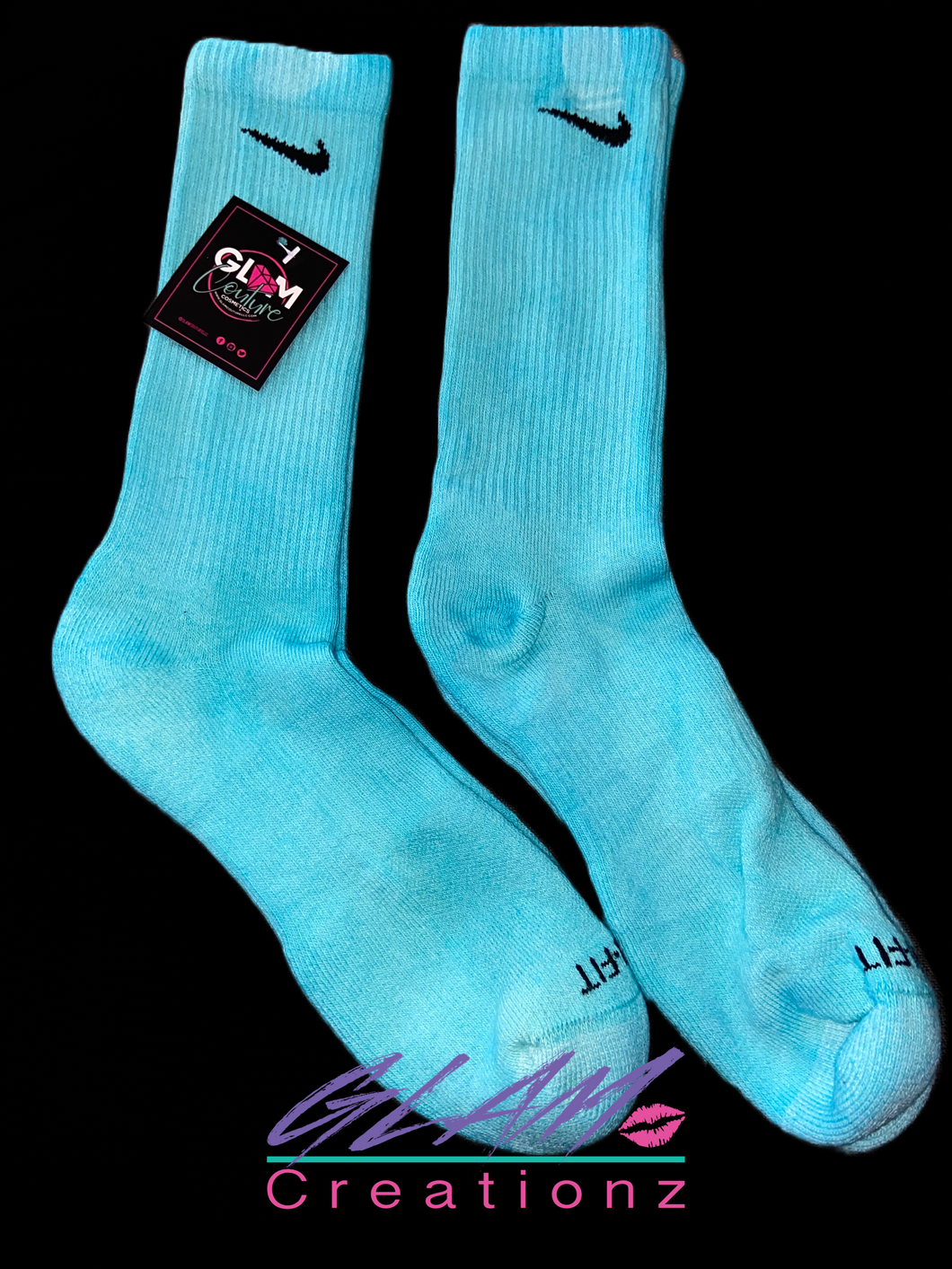Glam (Inspired) Merch™ - Turquoise Tie-Dye Nike Socks